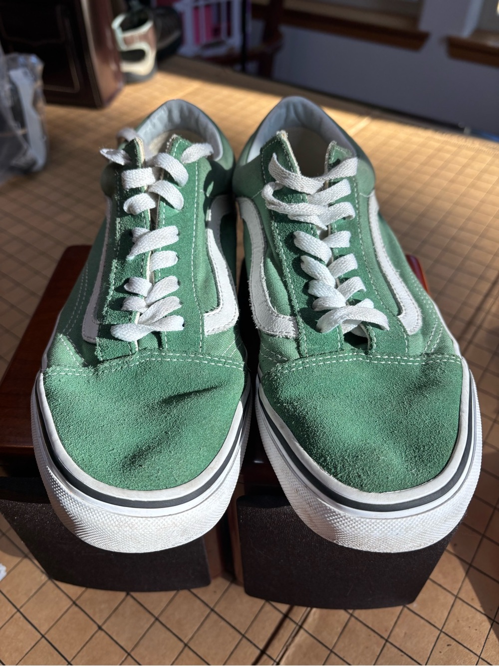 Vans Old Skool Green Suede Canvas Men 7 Women 8.5 Skate Shoes
